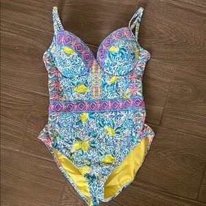 Lilly Pulitzer Vibrant Blue and Yellow One Piece Swimsuit
